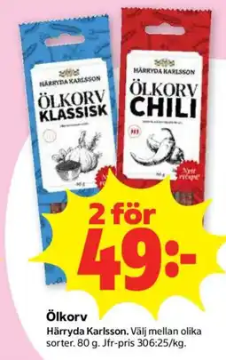 Coop Forum Härryda Karlsson Ölkorv erbjuda