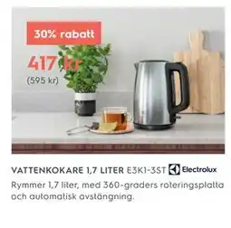 Electrolux Home VATTENKOKARE 1,7 LITER E3K1-3ST erbjuda