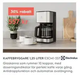 Electrolux Home KAFFEBRYGGARE 1,25 LITER E3CM1-3ST erbjuda