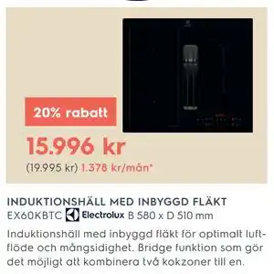 INDUKTIONSHÄLL MED INBYGGD FLÄKT EX60KBTC