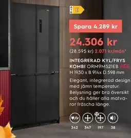 Electrolux Home INTEGRERAD KYL/FRYS KOMBI erbjuda