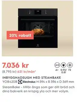 Electrolux Home INBYGGNADSUGN MED STEAMBAKE erbjuda