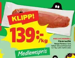 Stora Coop Färsk laxfilé, Medlemspris erbjuda