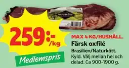Stora Coop Färsk oxfilé, Medlemspris erbjuda