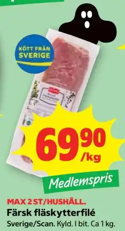 Stora Coop Färsk fläskytterfilé, Medlemspris erbjuda
