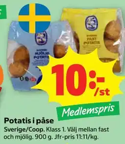 Stora Coop Potatis i påse, Medlemspris erbjuda