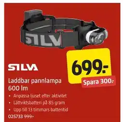 Jula Laddbar pannlampa 600 lm erbjuda