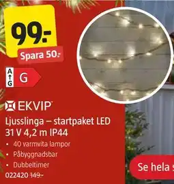Jula Ljusslinga – startpaket LED 31 V 4,2 m IP44 erbjuda
