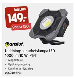 Jula Laddningsbar arbetslampa LED 1000 lm 10 W IP54 erbjuda