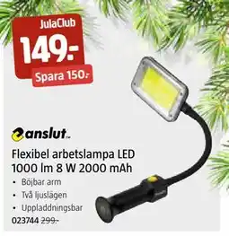 Jula Flexibel arbetslampa LED 1000 lm 8 W 2000 mAh erbjuda