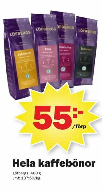 Pekås Hela kaffebönor erbjuda