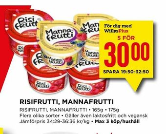 Willys Risifrutti, mannafrutti erbjuda