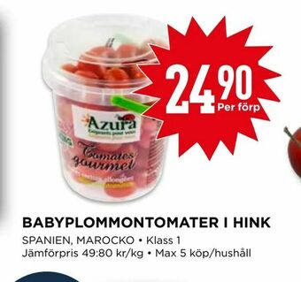 Willys Babyplommontomater i hink erbjuda