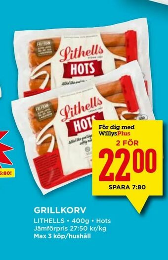 Willys Grillkorv erbjuda