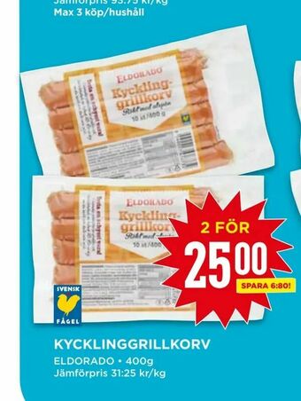 Willys Kycklinggrillkorv erbjuda