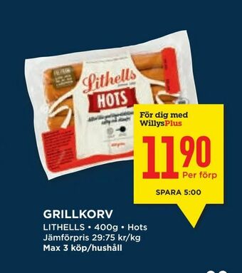 Willys Hemma Grillkorv erbjuda