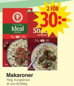 Matöppet Makaroner erbjuda