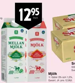 Matöppet Mjölk erbjuda