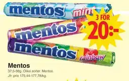 Matöppet Mentos erbjuda