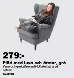 Biltema Pläd med luva och ärmar, grå erbjuda