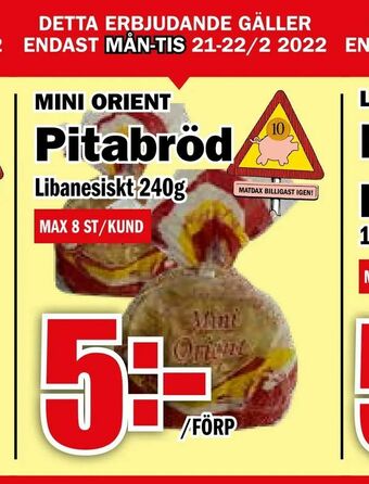Matdax Pitabröd erbjuda