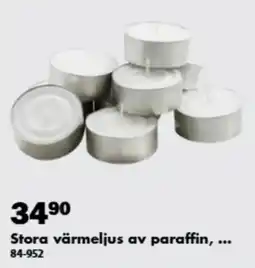 Biltema Stora värmeljus av paraffin erbjuda