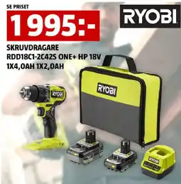 Bauhaus Ryobi skruvdragare rdd18c1-2c42s one+ hp 18v erbjuda