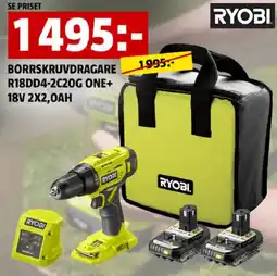 Bauhaus Ryobi borrskruvdragare r18dd4-2c20g one+ 18v 2x2,0ah erbjuda