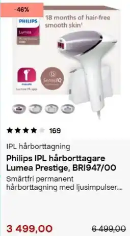 Clas Ohlson Philips IPL hårborttagare Lumea Prestige, BRI947/00 erbjuda