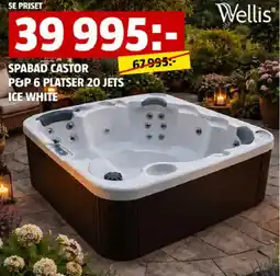 Bauhaus Wellis spabad castor p&p 6 platser 20 jets ice white erbjuda