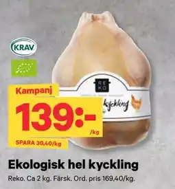 City Gross Ekologisk hel kyckling erbjuda