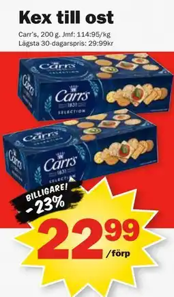 Pekås Kex till ost erbjuda