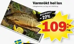 Pekås Varmrökt hel lax erbjuda