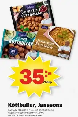 Pekås Köttbullar, Janssons erbjuda