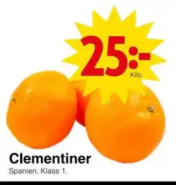 Matöppet Clementiner erbjuda