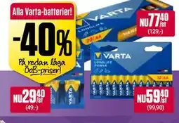 ÖoB Alla Varta-batterier erbjuda