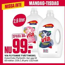ÖoB VIA FLYTANDE TVÄTTMEDEL erbjuda