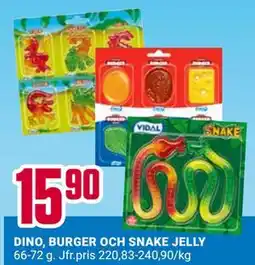 ÖoB DINO, BURGER OCH SNAKE JELLY erbjuda