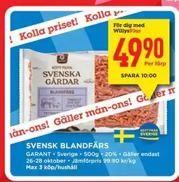 Willys SVENSK BLANDFÄRS, Medlemspris erbjuda