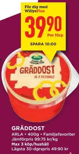 Willys GRÄDDOST, Medlemspris erbjuda