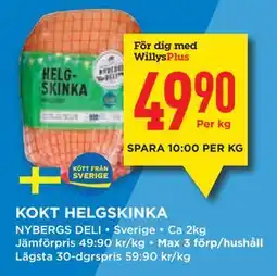 Willys KOKT HELGSKINKA, Medlemspris erbjuda