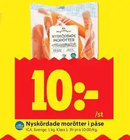 ICA Kvantum Nyskördade morötter i påse erbjuda