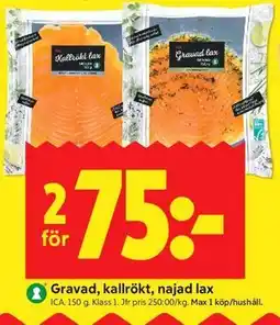 ICA Kvantum Gravad, kallrökt, najad lax erbjuda