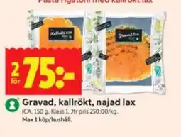 ICA Kvantum Gravad, kallrökt, najad lax erbjuda