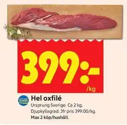 ICA Kvantum Hel oxfilé erbjuda