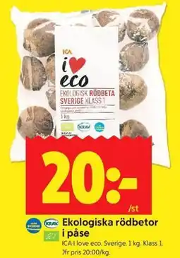 ICA Kvantum Ekologiska rödbetor i påse erbjuda