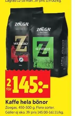 ICA Kvantum Kaffe hela bönor erbjuda