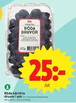 ICA Nära Röda kärnfria druvor i ask erbjuda