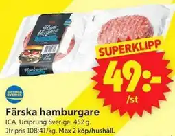 ICA Supermarket Färska hamburgare erbjuda