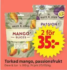 ICA Supermarket Torkad mango, passionsfrukt erbjuda
